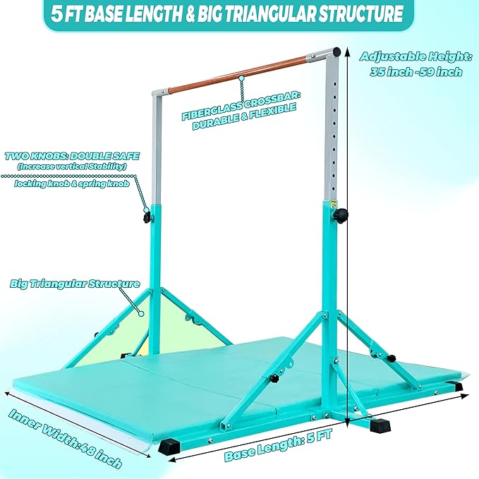 Gymnastic Bar For Kids and Teenage Ages 3-25 5 FT 6 FT 5 FT 6 FT