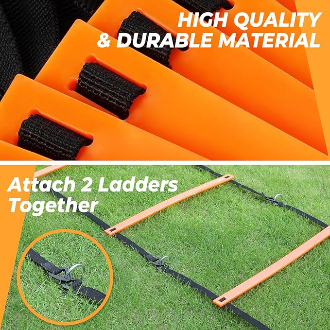 GHB Pro Agility Ladder Soccer Kick Trainer Set 20ft 12 12 Rung10 Rung10 Cones 4 Stakes