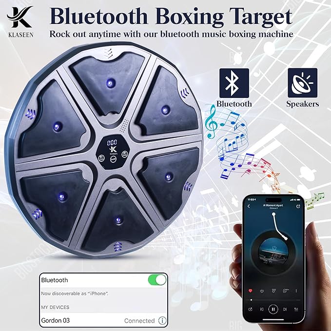 Wall Mounted Smart Bluetooth Music Boxing Machine - Electronic Boxing Target Workout Punching Equipment for Home, Indoor, and Gym Fitness