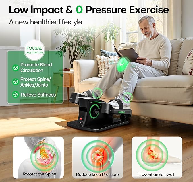 Under Desk Elliptical, Upgraded 6 Adjustable Resistance &15 Speeds Leg Exerciser While Sitting for Seniors with Forward & Reverse Direction, Ellipse Leg Exerciser with Touch Screen and Remote Control