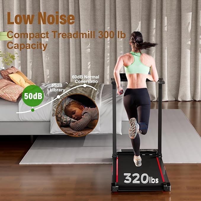 Portable Treadmill with Handle, 3.0HP Walking Pad Treadmill, Electric Compact Treadmills,Treadmills for Home Small Space with 12 Preset Programs, Walking Pad with Handle,300 LBS Capacity