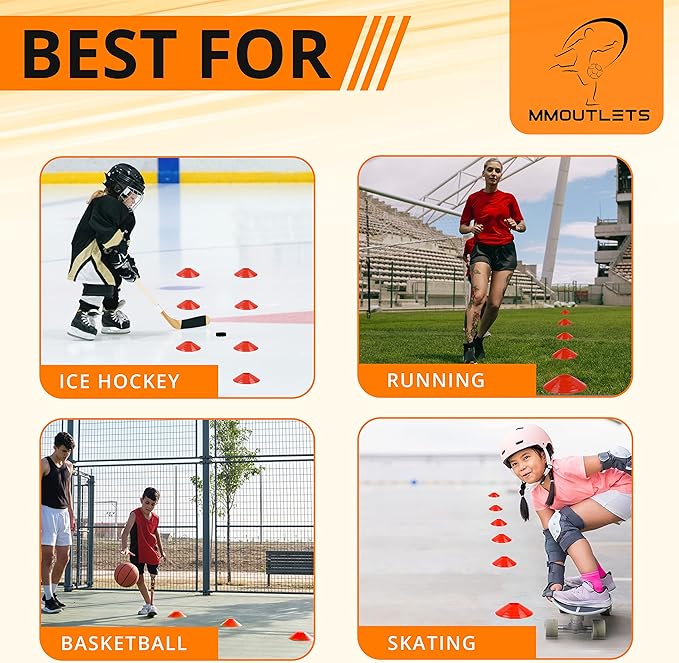 Soccer Cones for Drills with Mesh Bag & Strap-Flexible