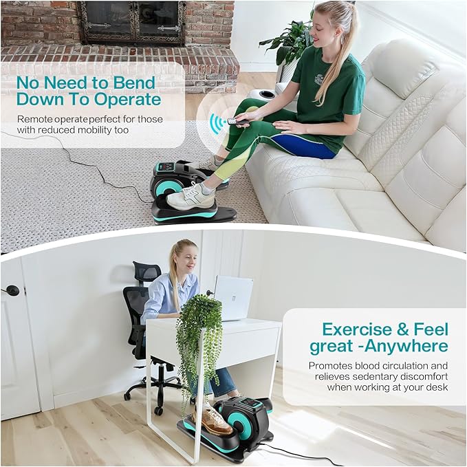 Under Desk Elliptical Machine, Ellipse Leg Exerciser for Seniors Adults, Adjustable Speeds Elliptical Trainer with Remote, Quiet & Portable Mini Seated Pedal Exerciser for Home Office Use