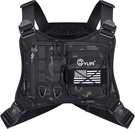 CVLIFE Outdoor Chest Bag for Men, Sports Chest Pack for Running, Lightweight EDC Bag with Extra Storage