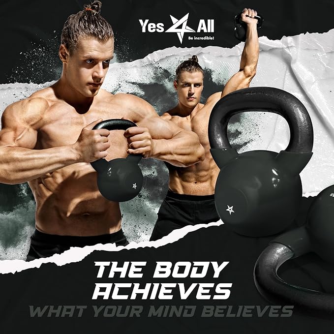Yes4All 5-65lbs Kettlebells Vinyl Coated Cast Iron