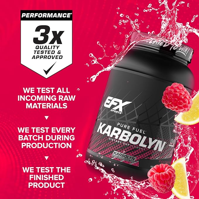 EFX Sports Karbolyn Fuel | Fast-Absorbing Carbohydrate Powder | Carb Load, Sustained Energy, Quick Recovery | Stimulant Free | 35 Servings (Raspberry Lemonade)