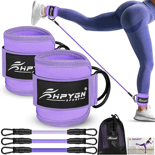 Ankle Resistance Bands, Ankle Bands for Working Out with Cuffs, Resistance Bands for Leg Butt Training Workout Equipment for Kickbacks Hip Gluteus Training Exercises, Ankle Strap with Exercise Bands