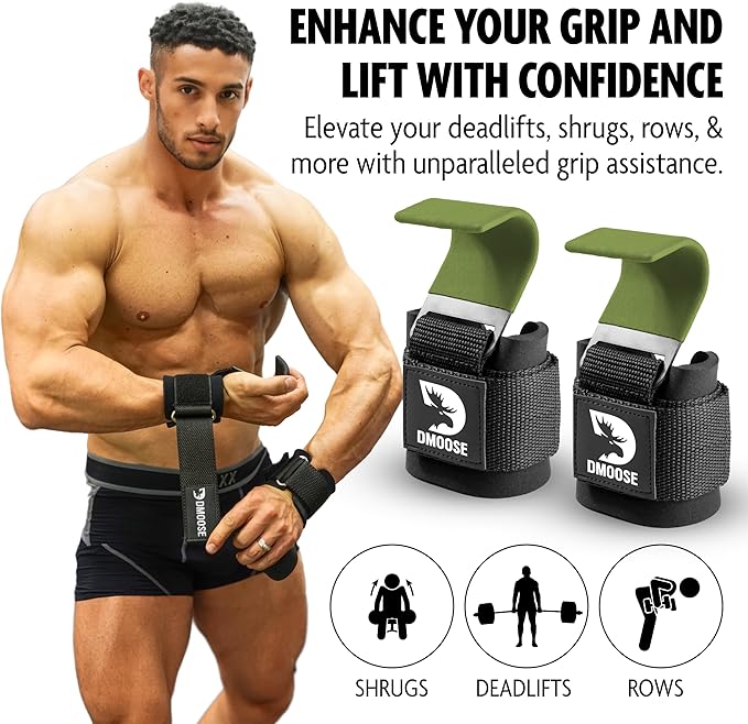 DMoose Fitness Weight Lifting Hooks for Men & 8 mm