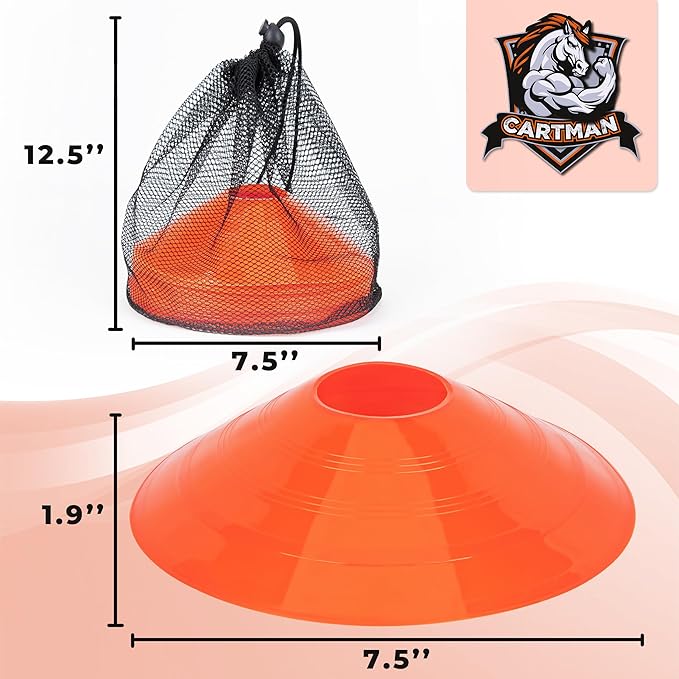 CARTMAN Plastic Training Cones (Set of 12/24 Pack 9" or 12/24 Pack 7" or 12/24 Pack
