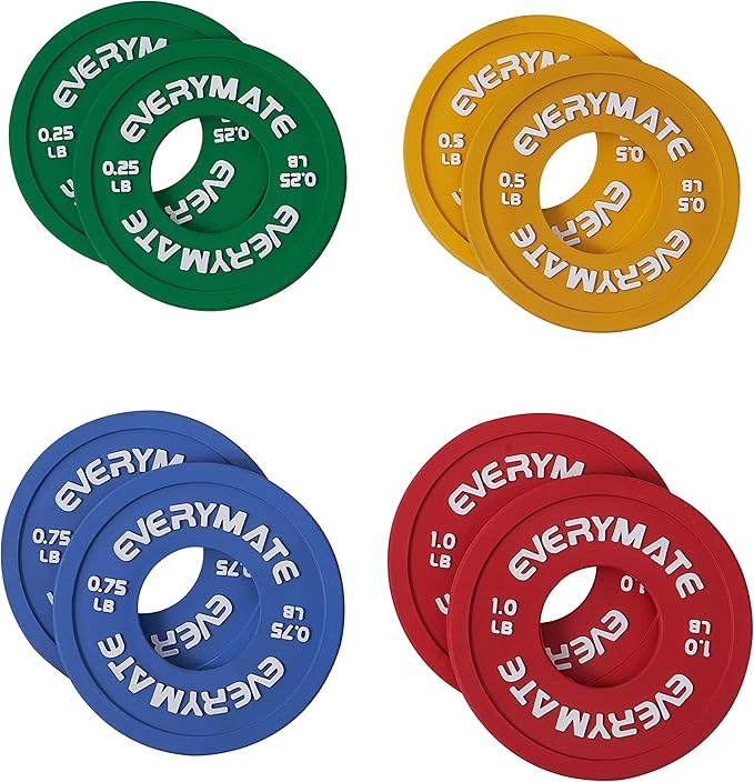 Rubber Fractional Weight Plates Set of 8 Micro 0.25LB 0.5LB 0.5LB 0.75LB 0.75LB 1 1 LB