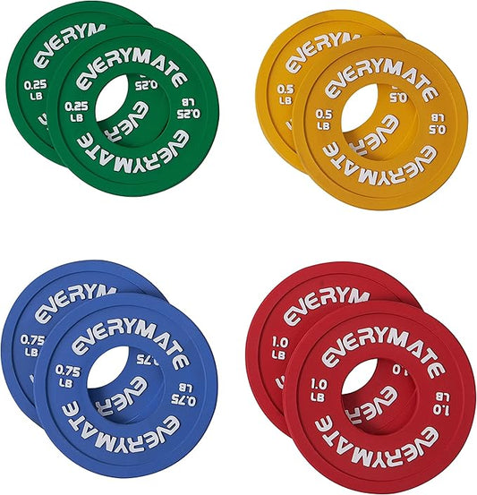 Rubber Fractional Weight Plates Set of 8 Micro 0.25LB 0.5LB 0.5LB 0.75LB 0.75LB 1 1 LB