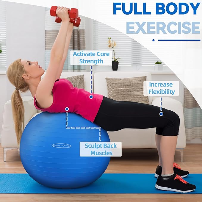 Anti-Burst and Slip Resistant Exercise Ball Yoga Ball 2,000-Pound Capacity,