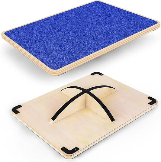 Professional Balance Board for Adults - Anti-Slip 350LBS Wobble Board for Physical Therapy, Standing Desk, Core Strength - Wooden Rocker Board