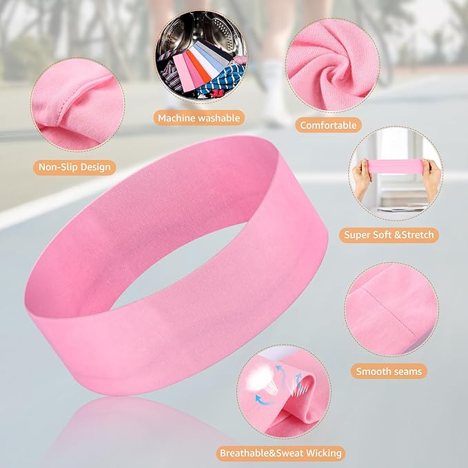 Headbands for Women Non Slip - 7PCS Fashion Sports Hair Bands for Women's Hair, Soft Cotton Cloth Stretchy Headbands for Women for Workout Yoga Running