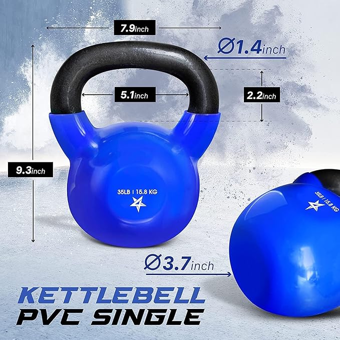 Yes4All 5-65lbs Kettlebells Vinyl Coated Cast Iron