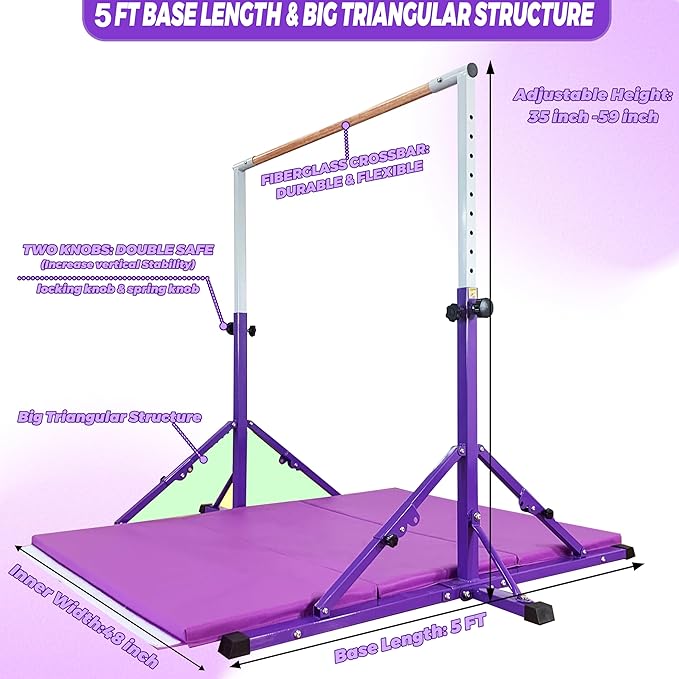 Gymnastic Bar For Kids and Teenage Ages 3-25 5 FT 6 FT 5 FT 6 FT