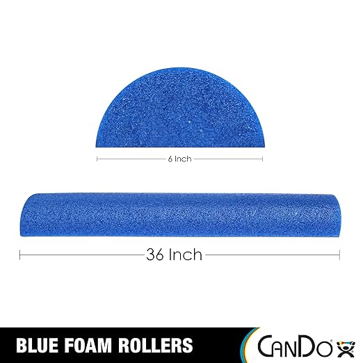 CanDo Blue PE Foam Rollers for Fitness 6" x 36" Half-Round
