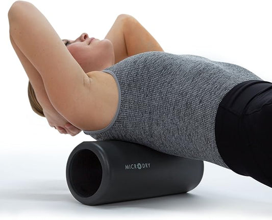 MICRODRY Deluxe Fitness Foam Back Roller for Muscle Relief 13x5.3", Dark