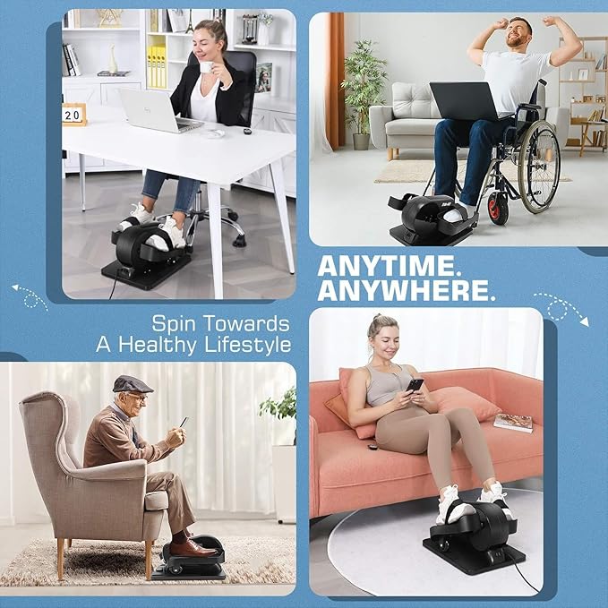 FUNMILY Under Desk Elliptical, Ellipse Leg Exerciser While Sitting for Seniors with Display Monitor, Portable Seated Pedal Exerciser with Remote Control for Home Office Use Fully Assembled