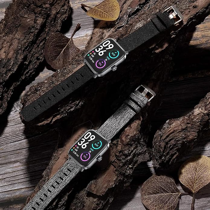 Compatible with Sanorum Smart Watches Band, 20mm, 22mm Breathable Nylon Woven Fabric Replacement Strap Compatible for HaSaKei G53, Sanorum G53, G56 Smart Watches