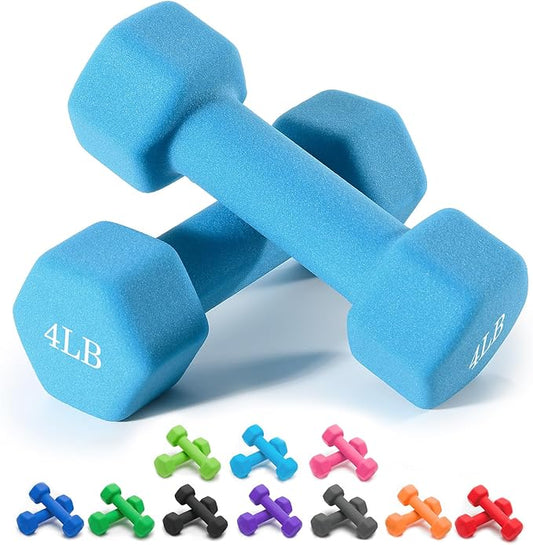 Portzon Weights Dumbbells 10 Colors Options Compatible with Set of 2 Neoprene Dumbbells Set,1-15 LB, Anti-Slip, Anti-roll, Hex Shape for Shoulder,Neck, and Hand Training for Seniors