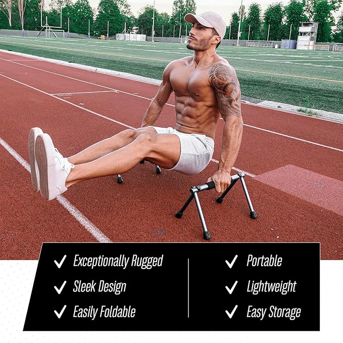 Folding Push Bar - Duralumin Metal Push Bars Heavy Duty Lightweight and Indoor and Outdoor Parallet Bar for Men and Women