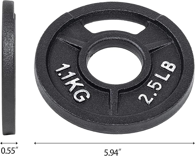 Signature Fitness Cast Iron Plate Weight Plate for Strength Training and Weightlifting, Olympic or Standard