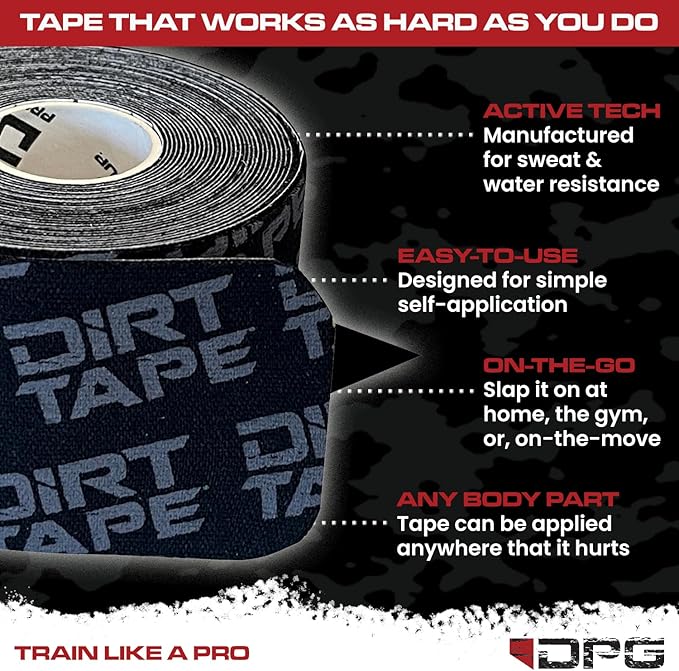 Premium Cotton, Elastic Kinesiology Athletic Tape, 3 Continuous Uncut roll (16.4 feet Long). Latex Free, Hypo-Allergenic, Water Resistant (Black with Logo)