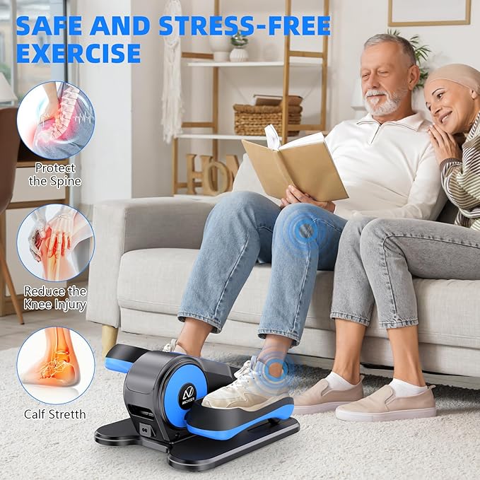 ANCHEER Under Desk Elliptical Machine, Ellipse Leg Exerciser for Seniors with 12 Adjustable Speeds, Quiet & Portable Electric Seated Pedal Exerciser with Remote Control