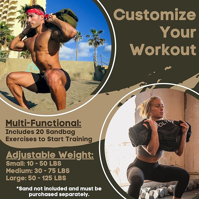 Polyfit Classic Sandbag - Heavy Duty Workout Sandbag 8 Gripping
