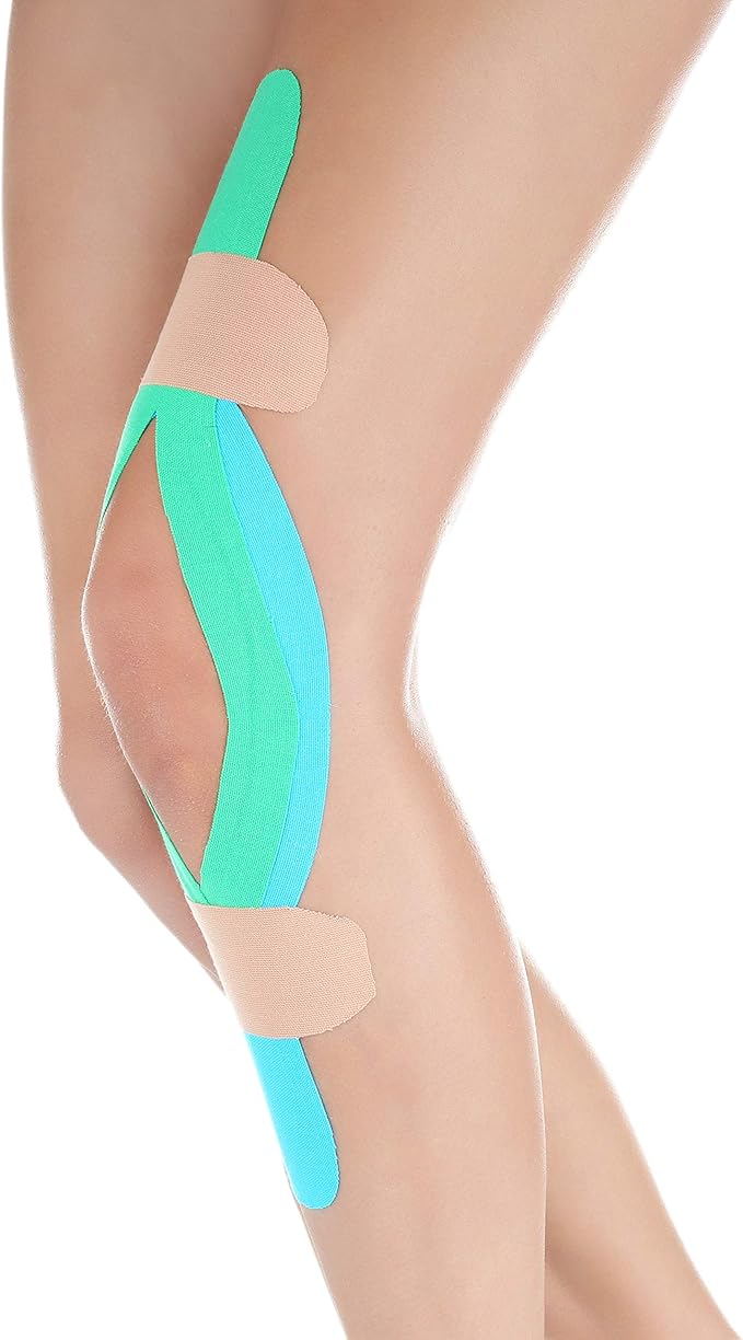 JB Tape Precut Kinesiology Strips 4 Rolls | 80 Count, 10" | Elastic, Latex-Free, Water Resistant | Athletic Sports Tape for Body, Joint & Muscle Support | Blue