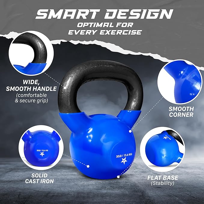 Yes4All 5-65lbs Kettlebells Vinyl Coated Cast Iron