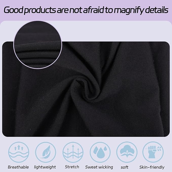XTREND 6 Packs Wide Headbands for Women Stretch Hair Band Fashion Headband Non-slip Turban Workout Outdoor Yoga Sports Hair Accessories (Black, Dark Gray,Navy Blue, Red, White, Light Gray)