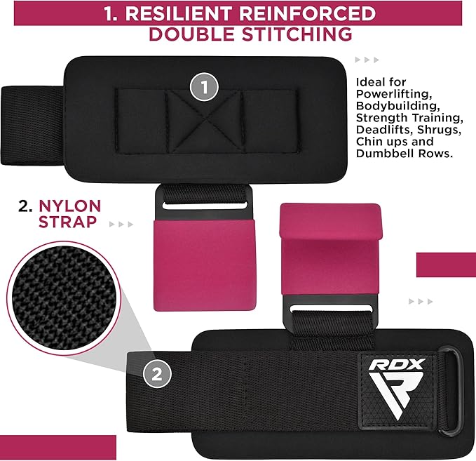 RDX Weight Lifting Hooks Straps Pair 7mm Neoprene