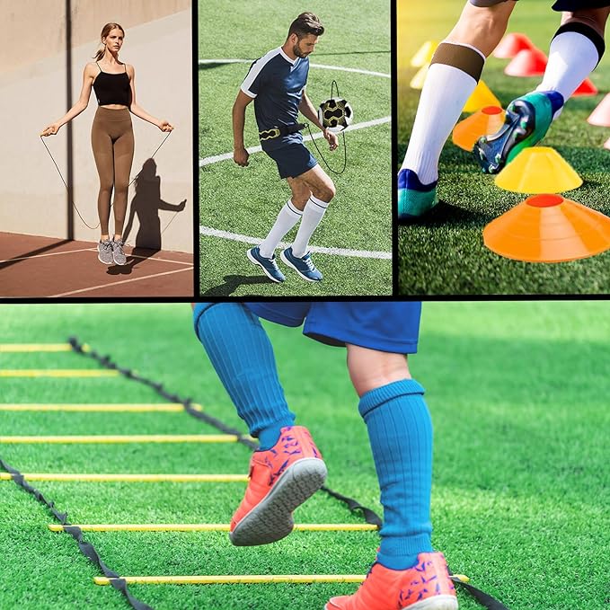 Soccer Agility Training Equipment Set 20Ft Agility 12 Cones,