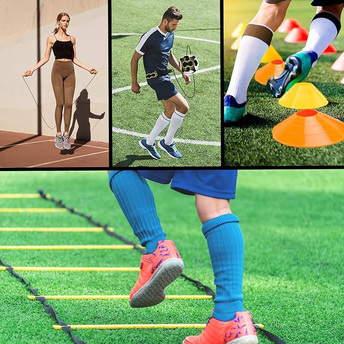 Soccer Agility Training Equipment Set 20Ft Agility 12 Cones,