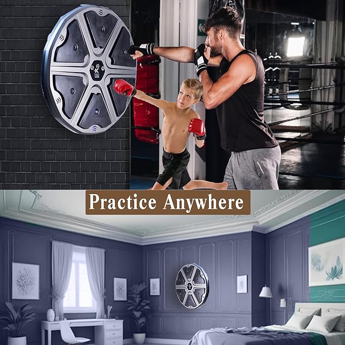 Wall Mounted Smart Bluetooth Music Boxing Machine - Electronic Boxing Target Workout Punching Equipment for Home, Indoor, and Gym Fitness