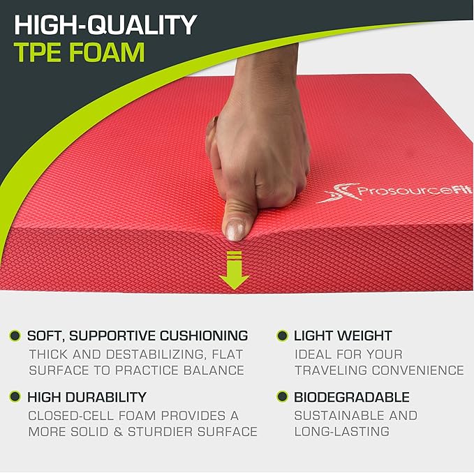 ProsourceFit Exercise Balance Pad â€“ Non-Slip Cushioned Foam 15.5â€x12.75â€