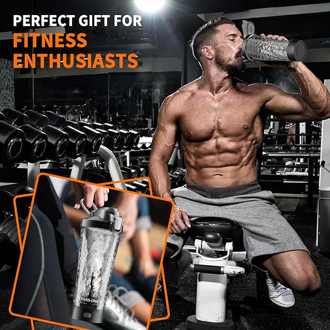 Premium Electric Protein Shaker Bottle, 24 oz Lockable Blender Shaker Bottles, Made with Tritan, BPA Free, USB Rechargeable Mixer Blender Cup for Protein Shakes, Black