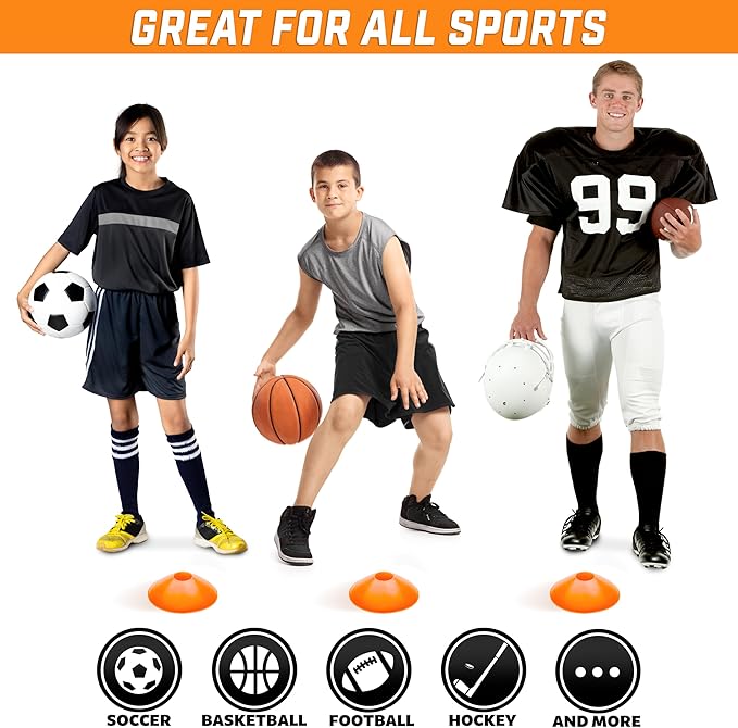 GoSports Premium Sports Cones for Agility Training and 20 Pack