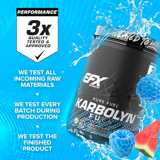 EFX Sports Karbolyn Fuel | Fast-Absorbing Carbohydrate Powder | Carb Load, Sustained Energy, Quick Recovery | Stimulant Free | 18 Servings (Blue Razz Watermelon)