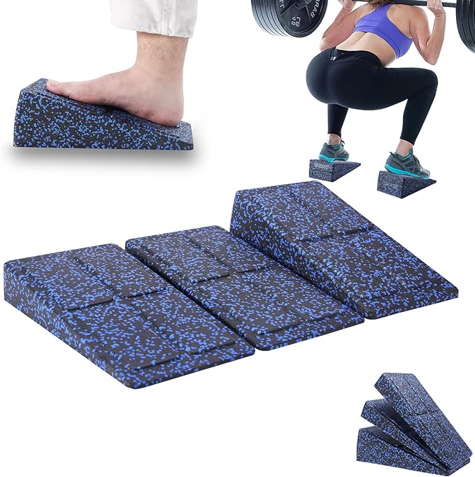 Slant Board Squat Wedge for Calf Stretching，3 Pcs 12" x 6.3" Foot Stretcher Balance Board for Plantar Fasciitis, Adjustable Foam Slant Board Wedge Great for Exercises