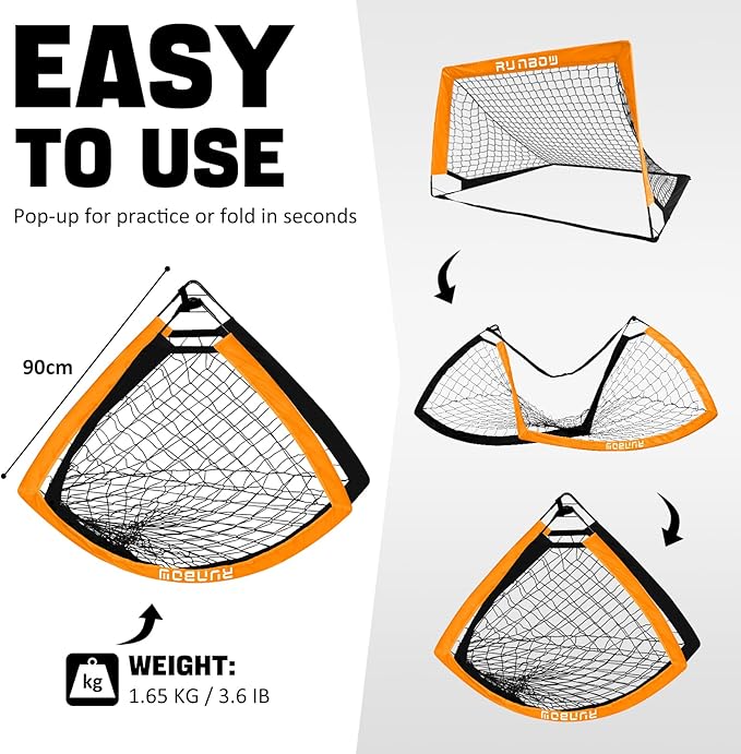 RUNBOW Portable Kids Soccer Goal for Backyard Set 2 Practice 6x4FT, 5x3FT, 5x3FT, 4x3FT 4x3FT Multiple