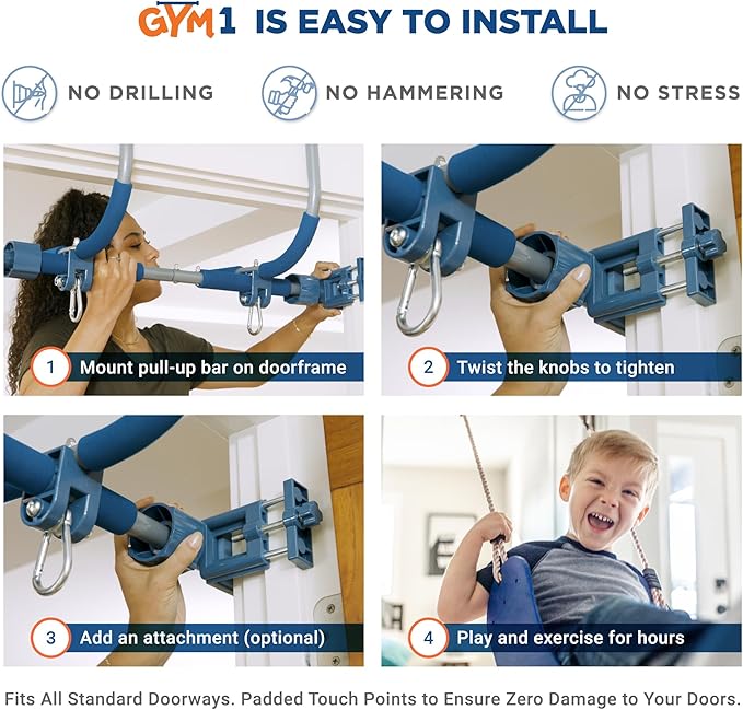 Gym1 4-Piece Doorway Swing Set includes Sensory Swing 300 Lbs