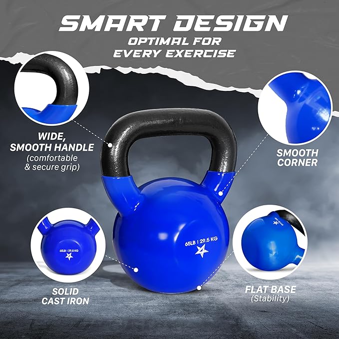 Yes4All 5-65lbs Kettlebells Vinyl Coated Cast Iron