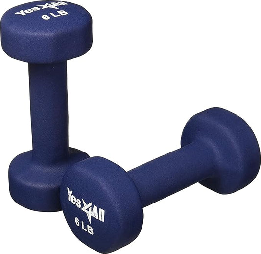 Yes4All Neoprene Coated Dumbbell Hand Weight Sets of 2 - Multiple Weight Options with 15 Colors, Anti-roll, Anti-Slip, Hexagon Shape