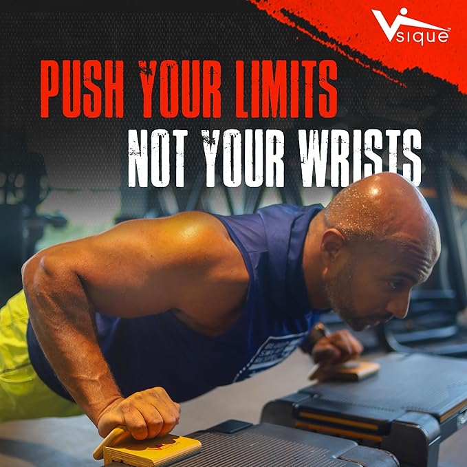 The Vsique Push Up Trainer for Proper Form - Wooden Ergonomic Push Up Grips Reduce Wrist, Joint Strain & Discomfort - Wrist-Friendly Design for All Fitness Levels - Push Up Grips for Floors & Counters