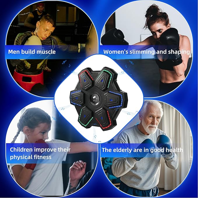 Music Boxing Machine with Boxing Gloves, Wall Mounted Intelligent Bluetooth Music Boxing Trainer, Home, Office and Gym Indoor Electronic Boxing Target Training Punching Equipment with Glove