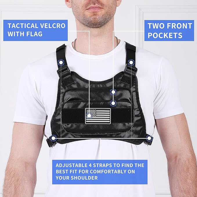 Water Resistant Chest Pack for Men Tactical, Lightweight Front Running Vest Bag with Built, Minimalist Running Pack for Workouts for Running, Hiking, Workouts