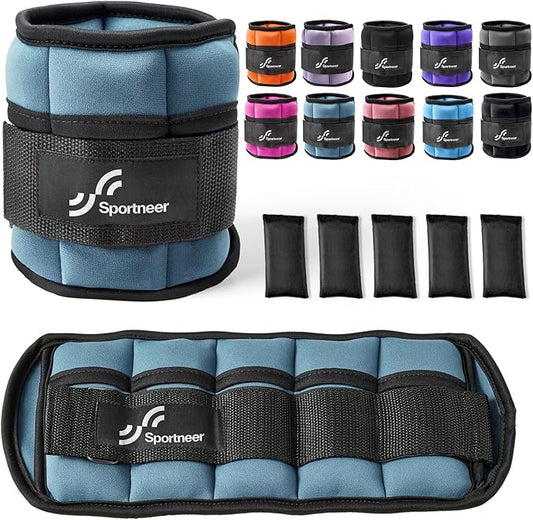 Sportneer Adjustable Ankle Weights 1 Pair 2 4 6 8 8 10 10 Lbs Jogging,1-5 lbs 1 Pair 2-10 lbs